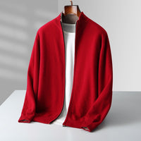 Herren Strickjacke mit Reißverschluss und Rippkragen
