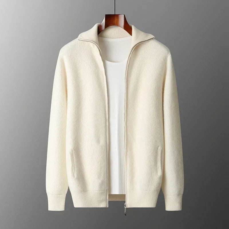 Herren Pullover mit Polokragen und Rippdetails