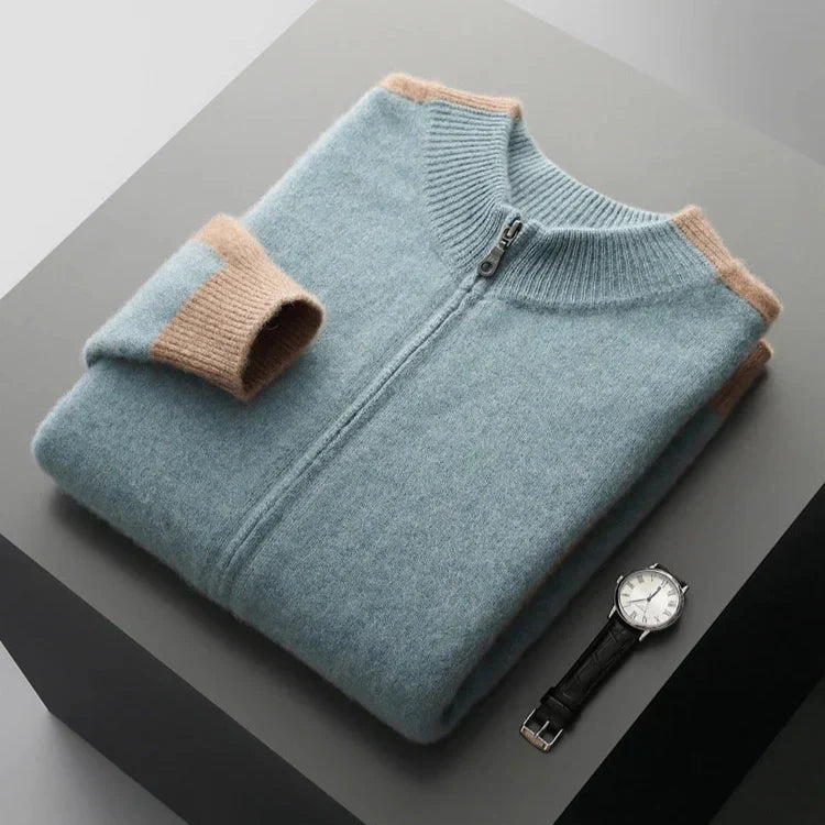 Herren Pullover mit durchgehendem Reißverschluss im Bomber-Stil