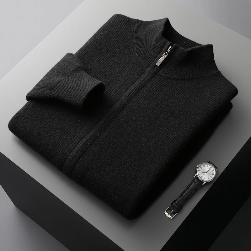 Herren Pullover mit hohem Kragen und Reißverschluss