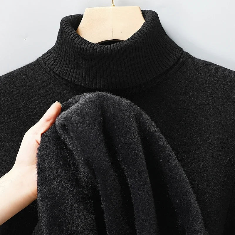 Herren Rollkragenpullover mit Flachstrick