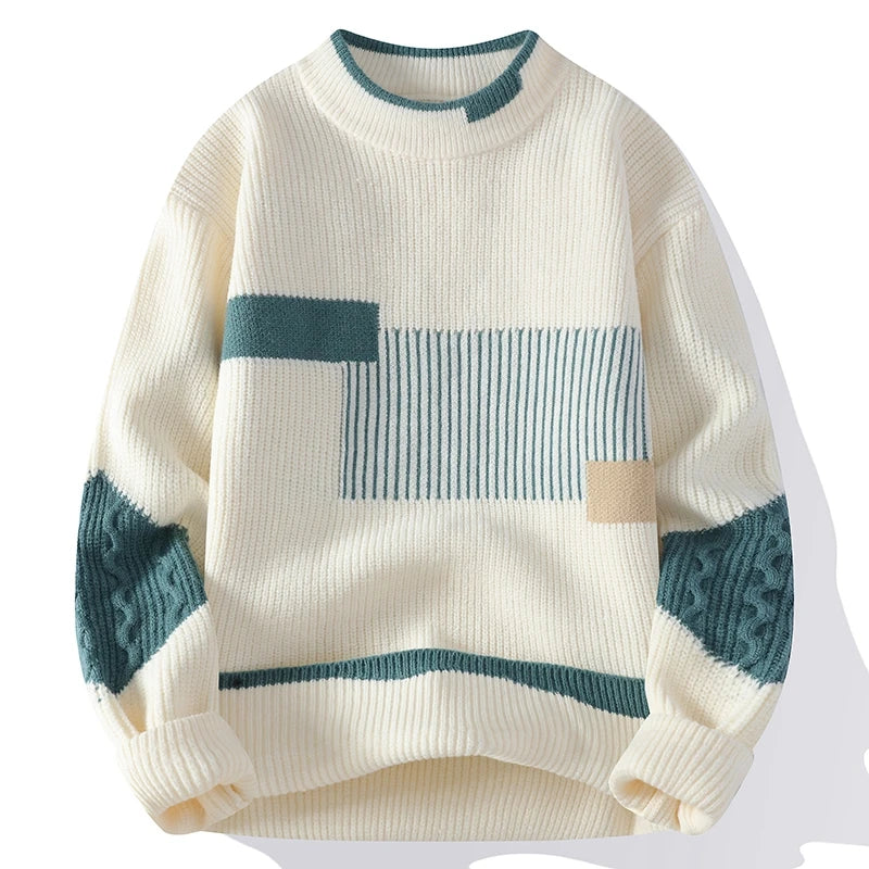 Herren Pullover mit Colour-Block-Design und Rippstruktur