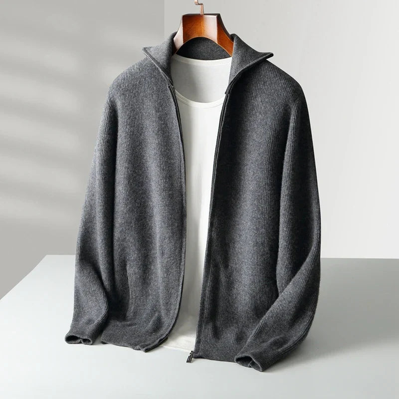Herren Pullover mit Polokragen und Rippdetails
