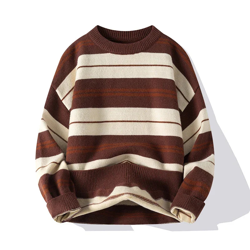 Herren Pullover mit Rundhalsausschnitt und Streifendesign