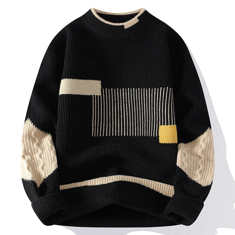 Herren Pullover mit Colour-Block-Design und Rippstruktur