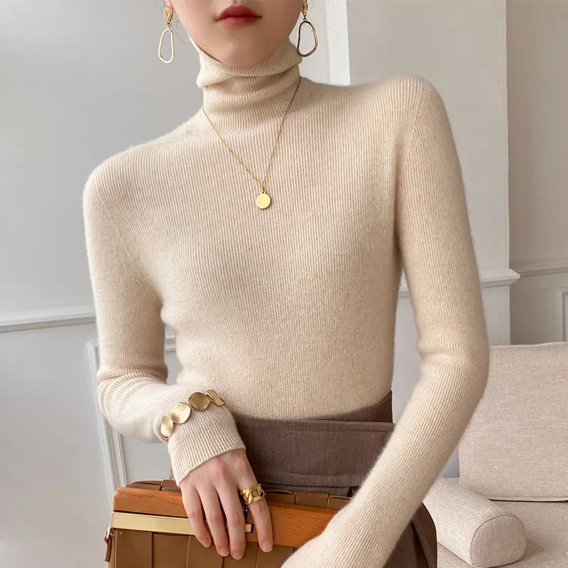 Damen Rollkragenpullover in figurbetonter Passform