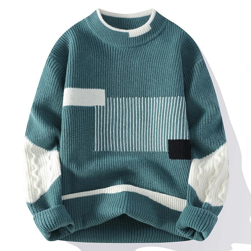 Herren Pullover mit Colour-Block-Design und Rippstruktur