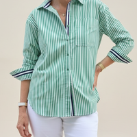 Damen Bluse Relaxed Fit Gestreift Freizeit Lässig