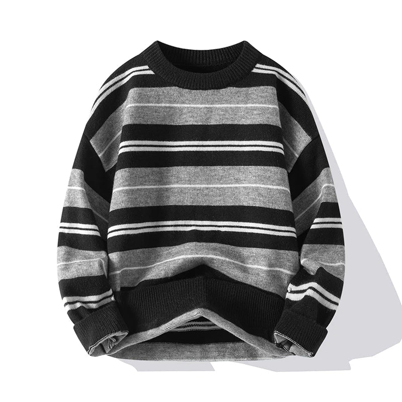 Herren Pullover mit Rundhalsausschnitt und Streifendesign