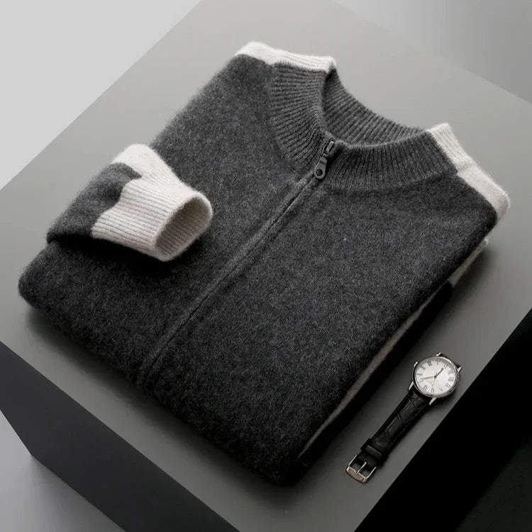 Herren Pullover mit durchgehendem Reißverschluss im Bomber-Stil
