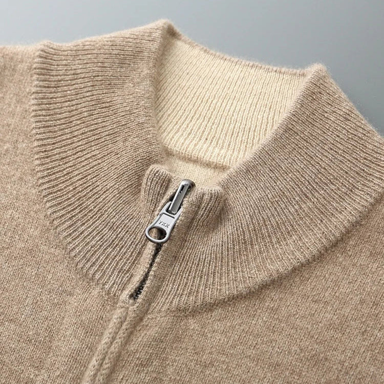 Herren Strickjacke mit Reißverschluss und Rippkragen