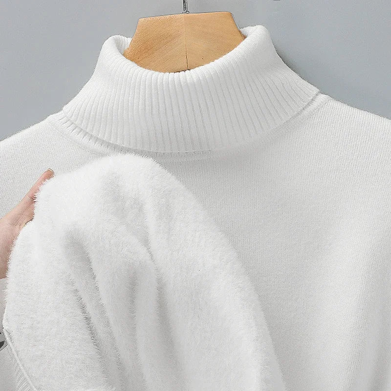 Herren Rollkragenpullover mit Flachstrick