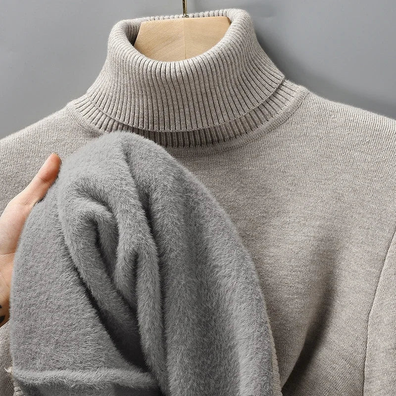 Herren Rollkragenpullover mit Flachstrick