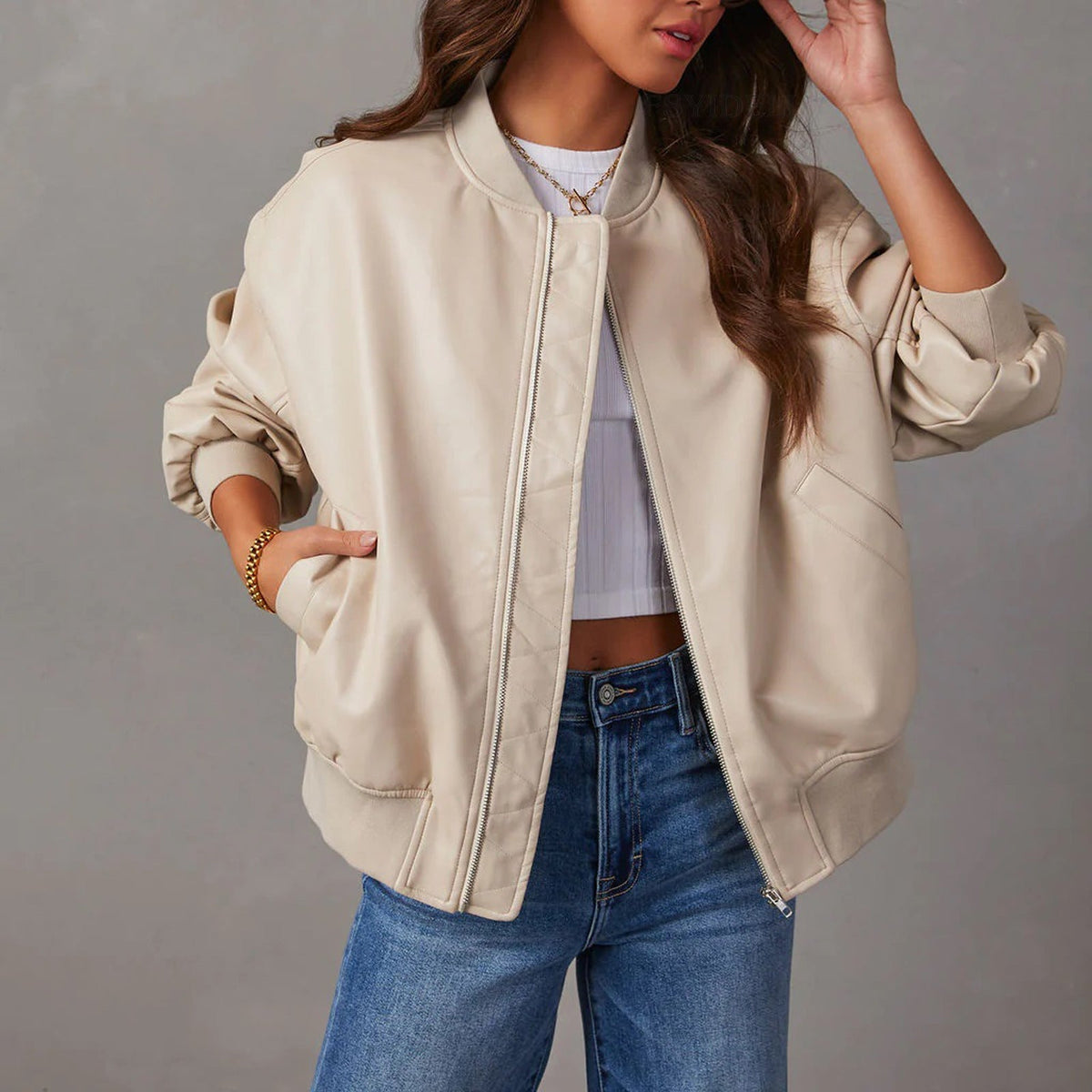 Damen Bomberjacke mit Rippbund