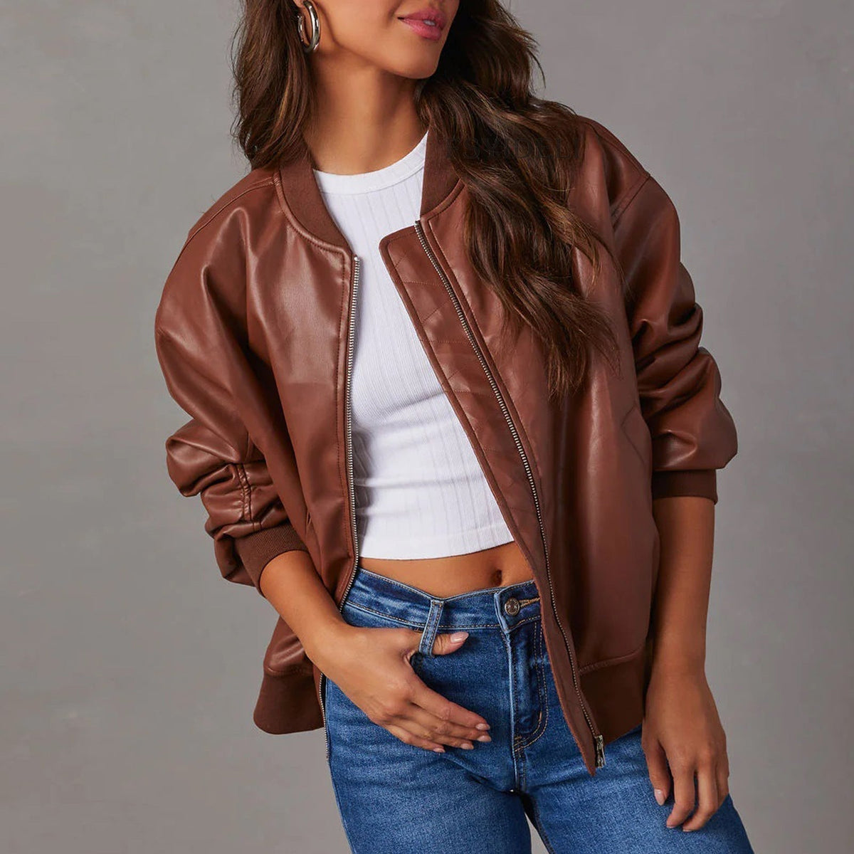 Damen Bomberjacke mit Rippbund