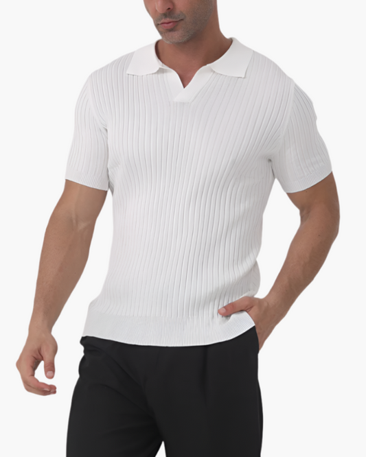 Polo Herren Gerippt Atmungsaktiv Freizeit Sommer