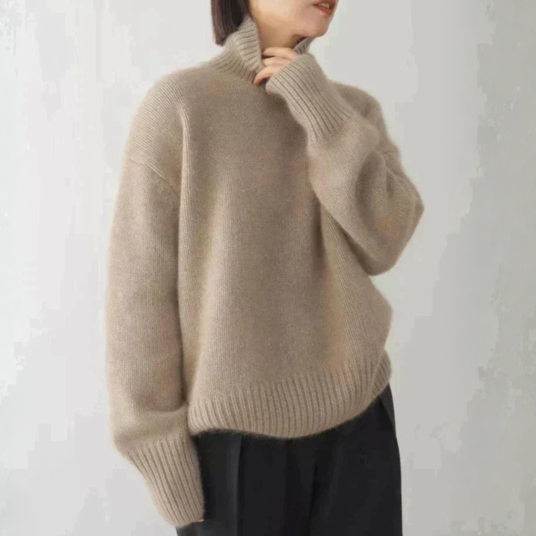 Damen Rollkragenpullover mit Rippbündchen in lockerer Passform