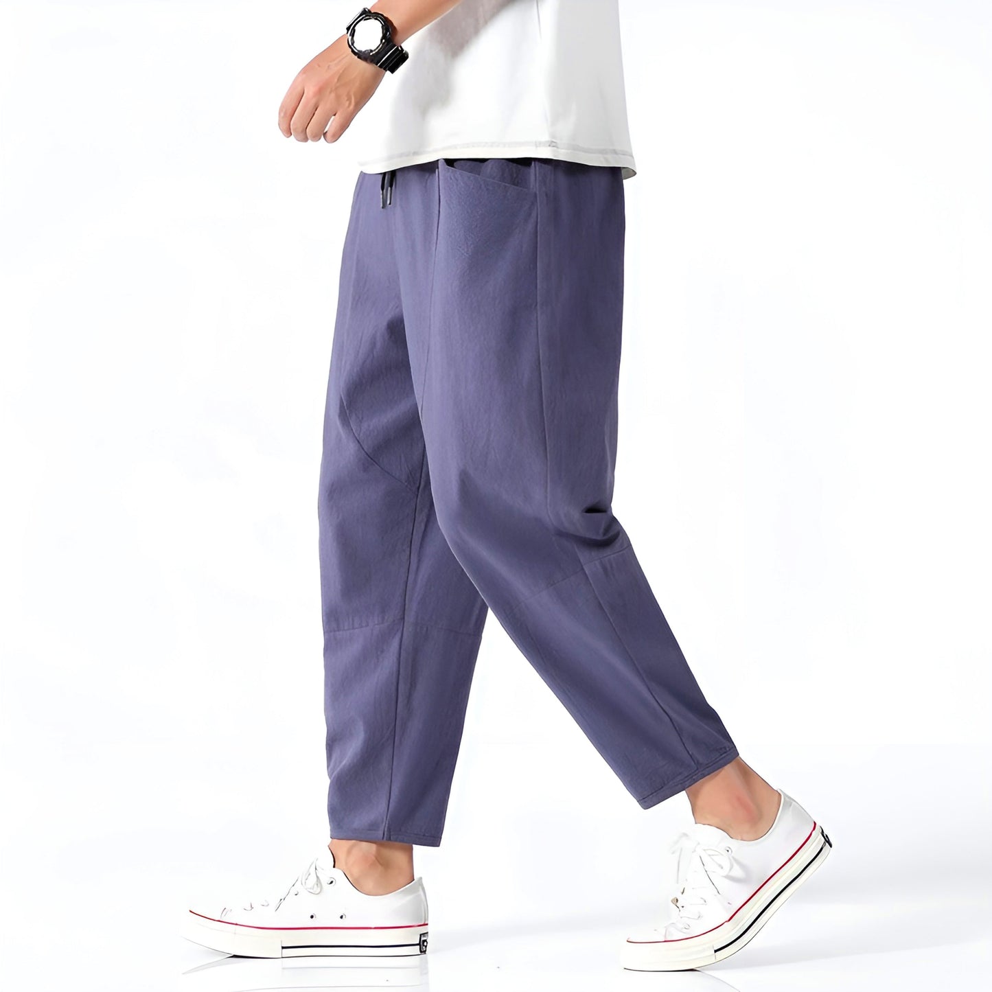 Urban Cropped Hose aus Baumwoll-Leinen-Mischung