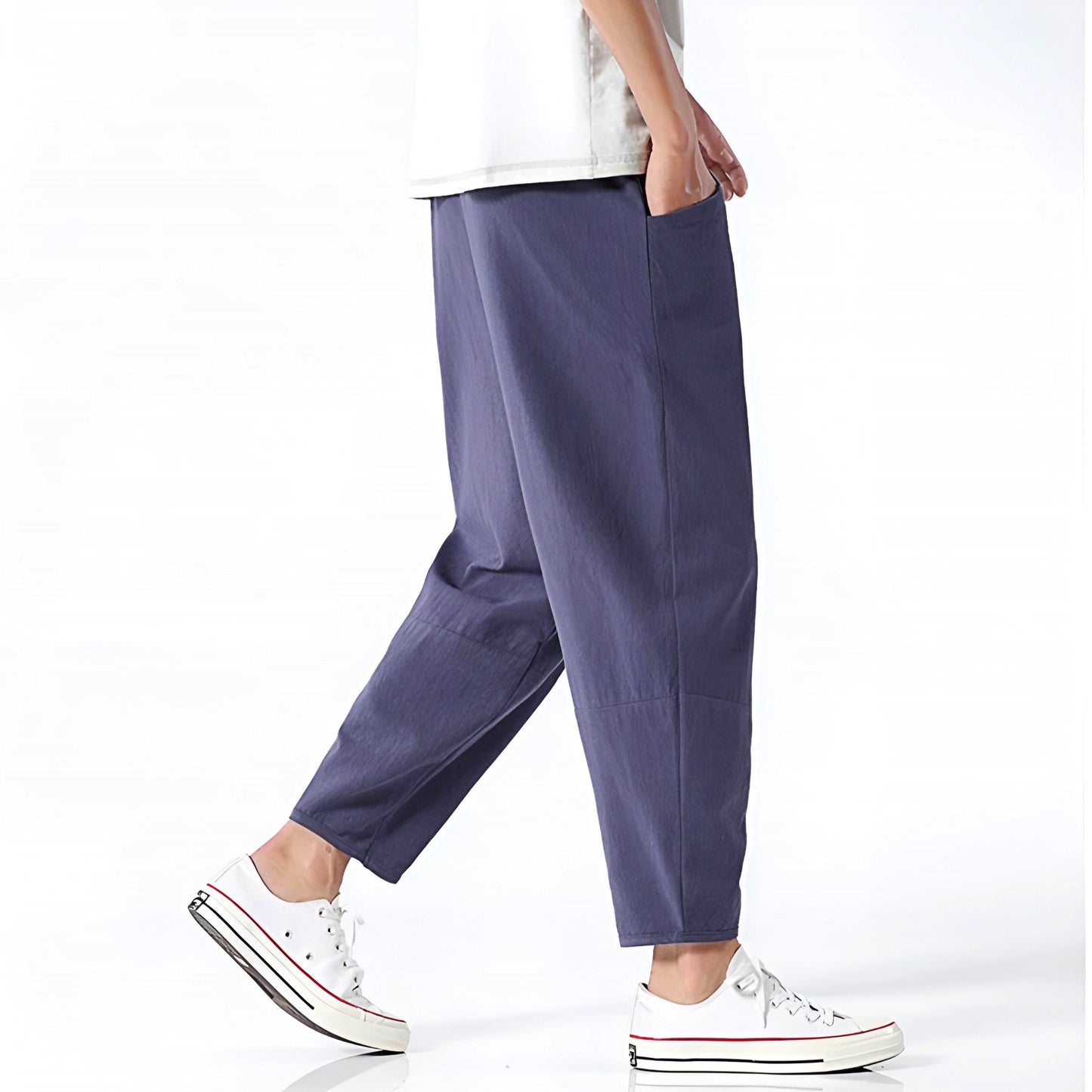 Urban Cropped Hose aus Baumwoll-Leinen-Mischung