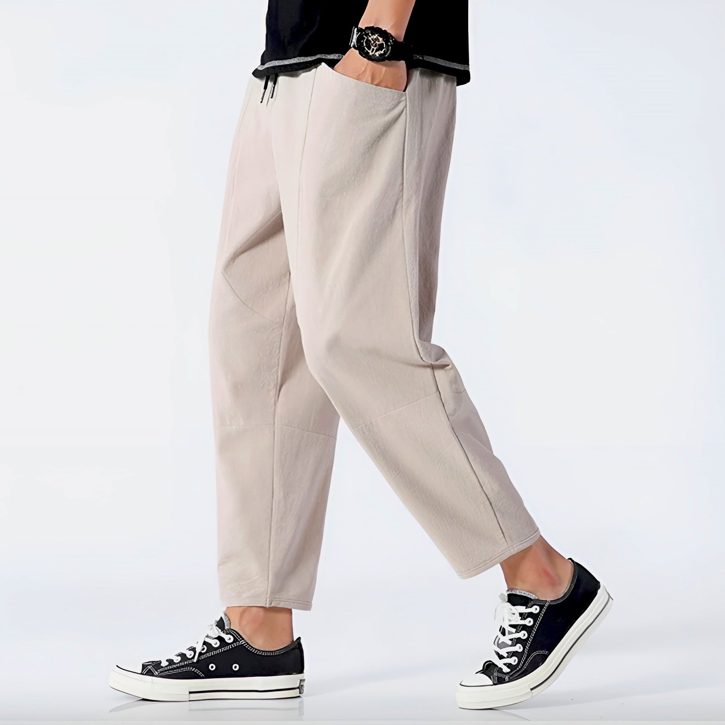 Urban Cropped Hose aus Baumwoll-Leinen-Mischung