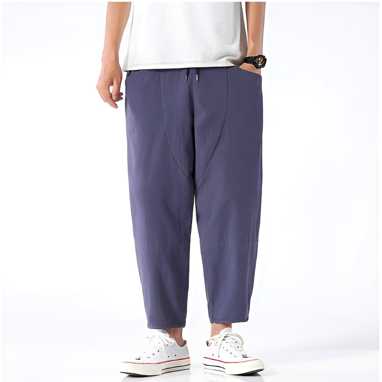 Urban Cropped Hose aus Baumwoll-Leinen-Mischung