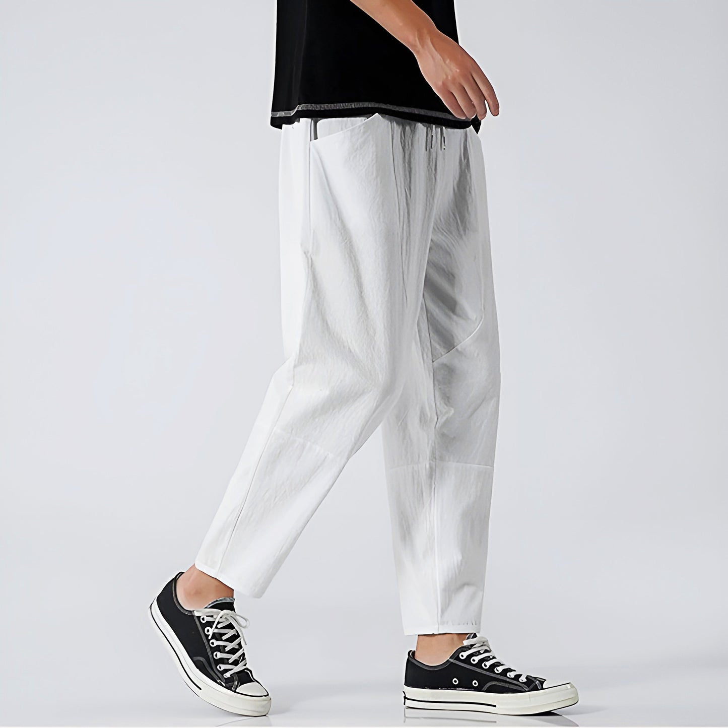 Urban Cropped Hose aus Baumwoll-Leinen-Mischung