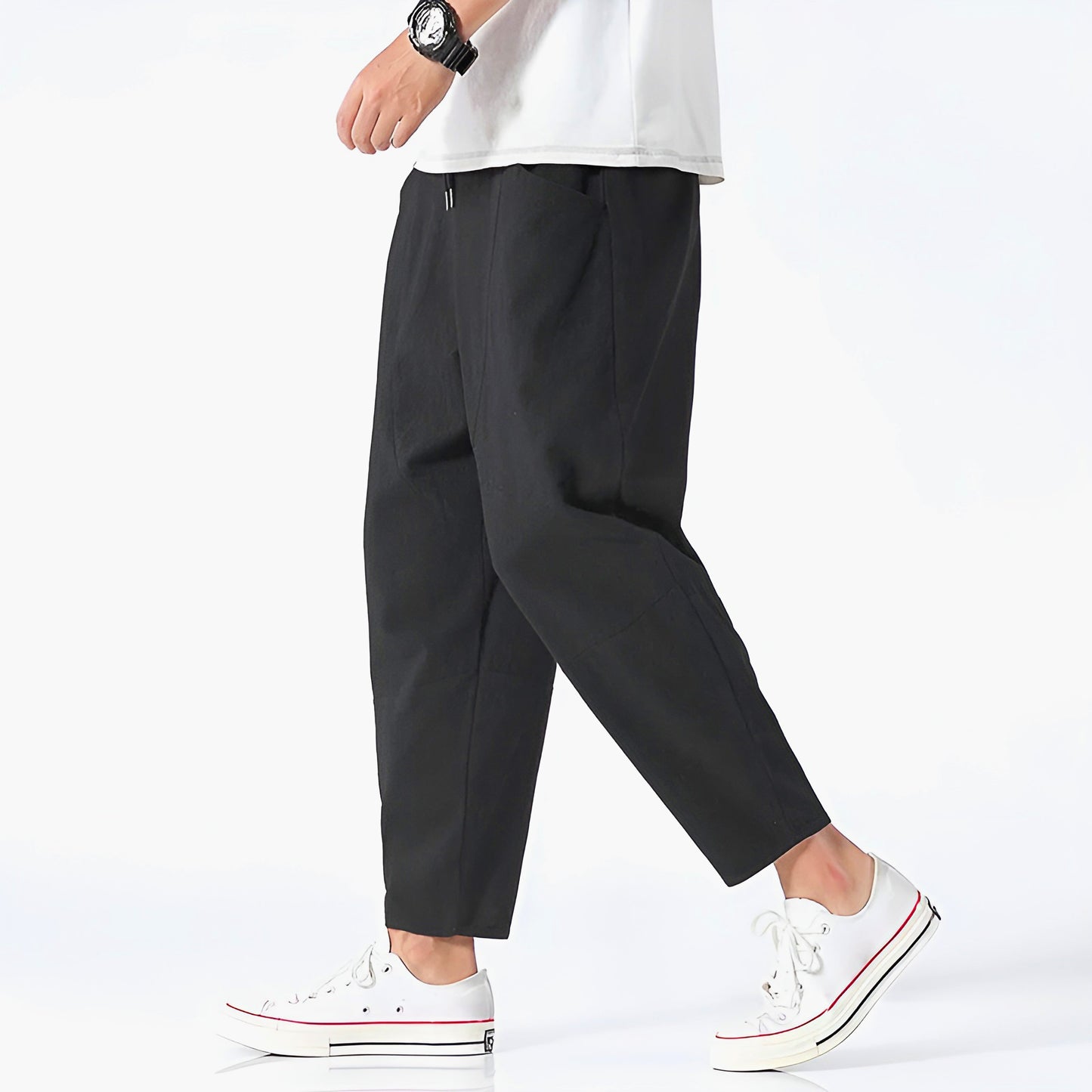 Urban Cropped Hose aus Baumwoll-Leinen-Mischung
