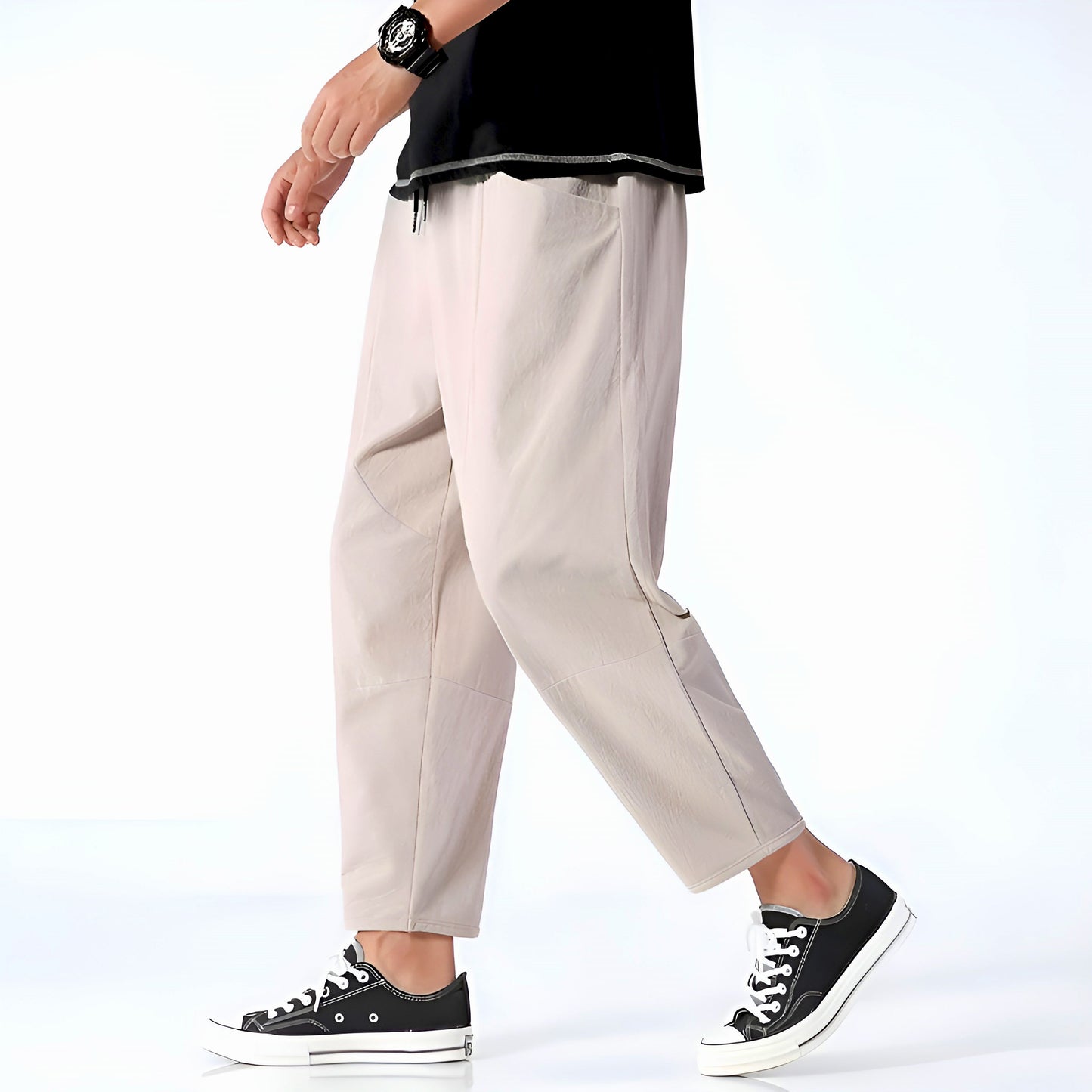Urban Cropped Hose aus Baumwoll-Leinen-Mischung