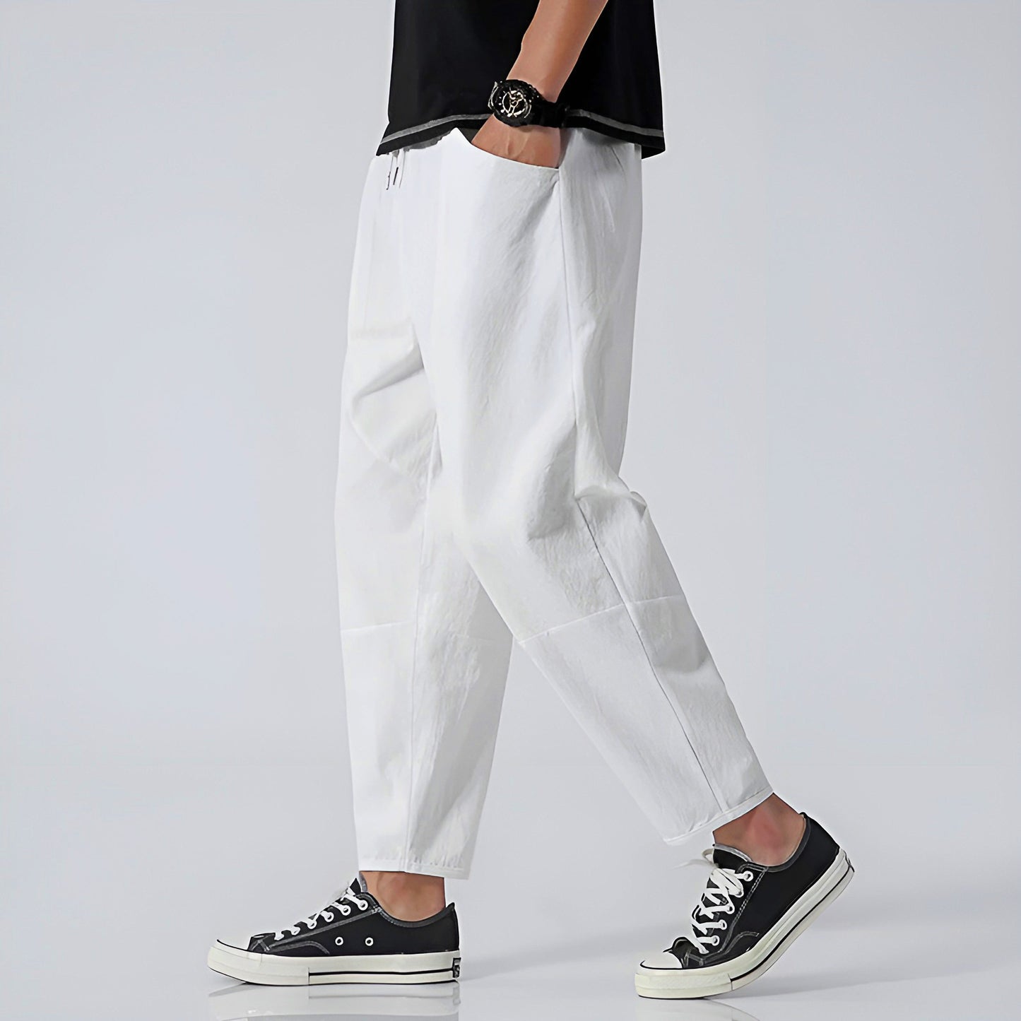 Urban Cropped Hose aus Baumwoll-Leinen-Mischung