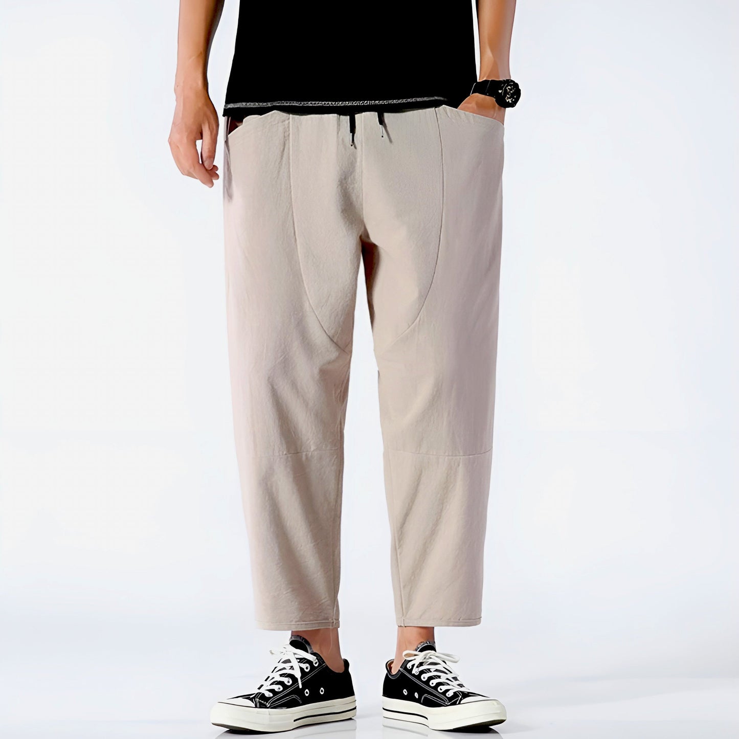 Urban Cropped Hose aus Baumwoll-Leinen-Mischung