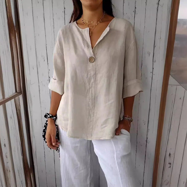 Damen Bluse im Relaxed Fit mit V-Ausschnitt