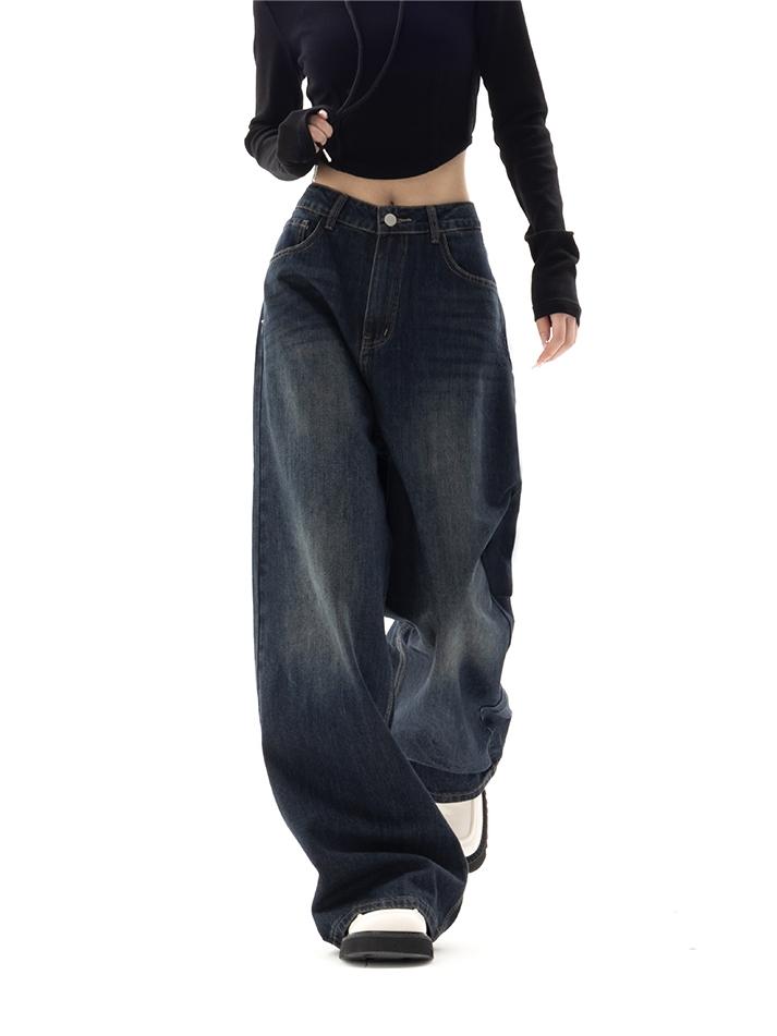 Damen Baggy Jeans Wide Leg Lässig Casual Frühling Sommer