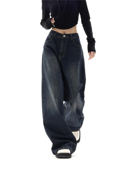 Damen Baggy Jeans Wide Leg Lässig Casual Frühling Sommer