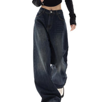 Damen Baggy Jeans Wide Leg Lässig Casual Frühling Sommer