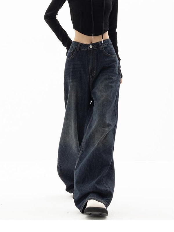 Damen Baggy Jeans Wide Leg Lässig Casual Frühling Sommer