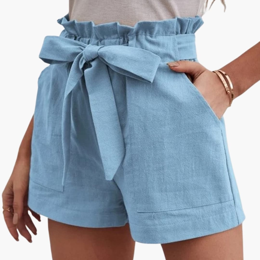 Damen Shorts mit Bindegürtel und breitem Bund Freizeit