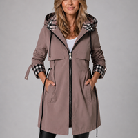 Damen Kapuzenjacke mit Reißverschluss und verstellbarer Taille