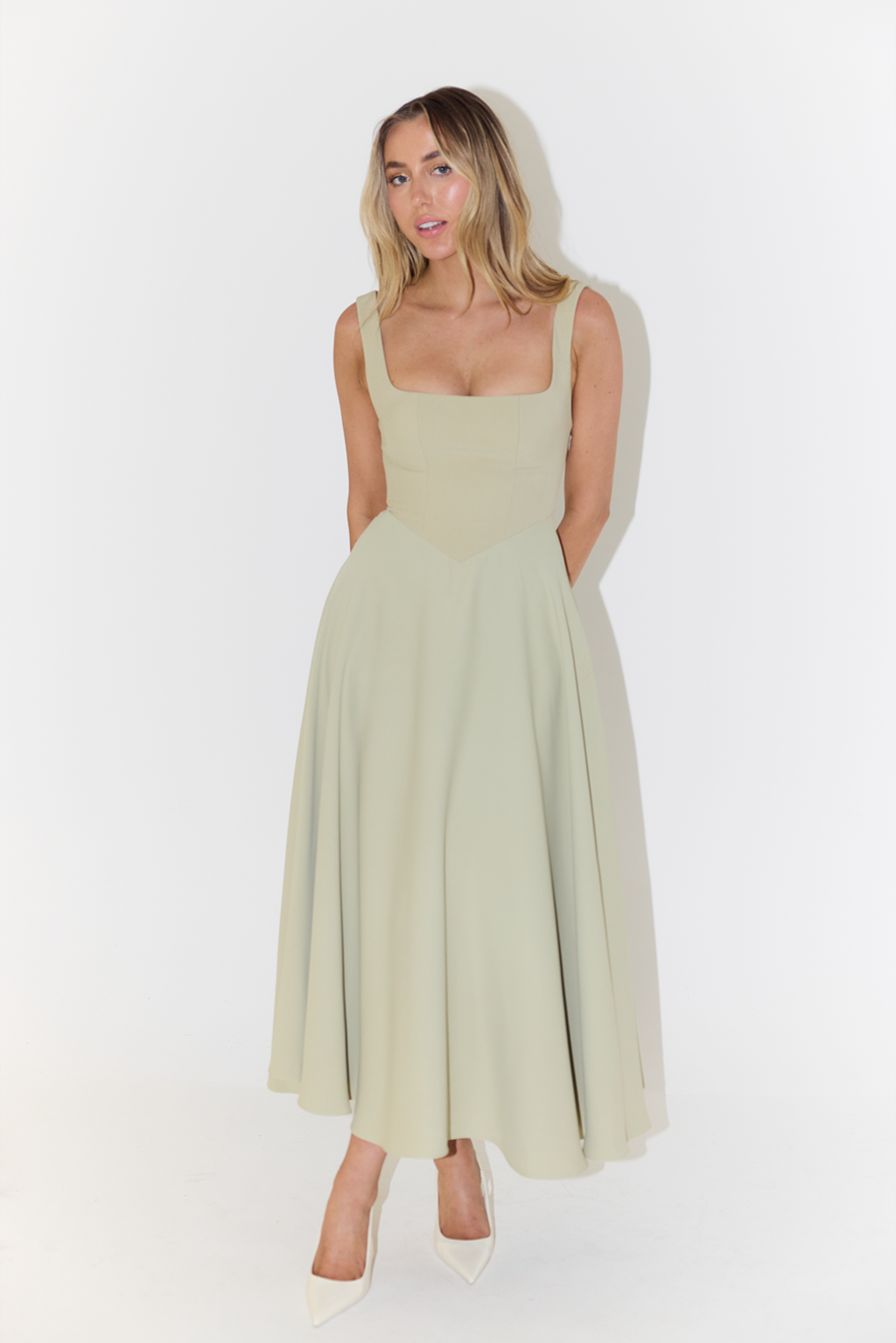 Damen Midi Kleid Slim Fit Freizeit Elegant