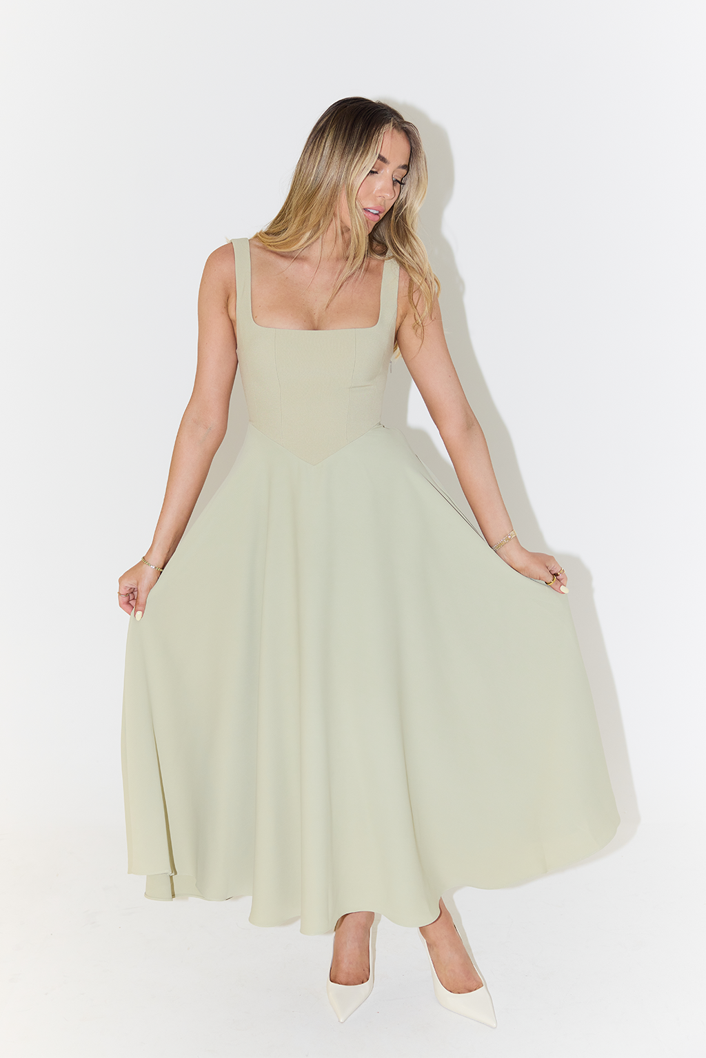 Damen Midi Kleid Slim Fit Freizeit Elegant