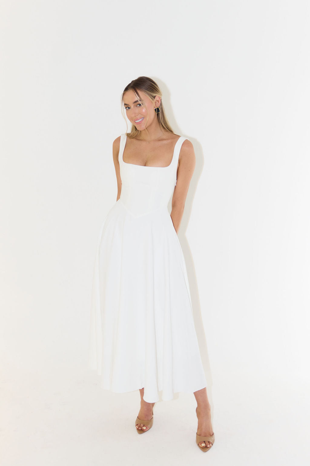 Damen Midi Kleid Slim Fit Freizeit Elegant