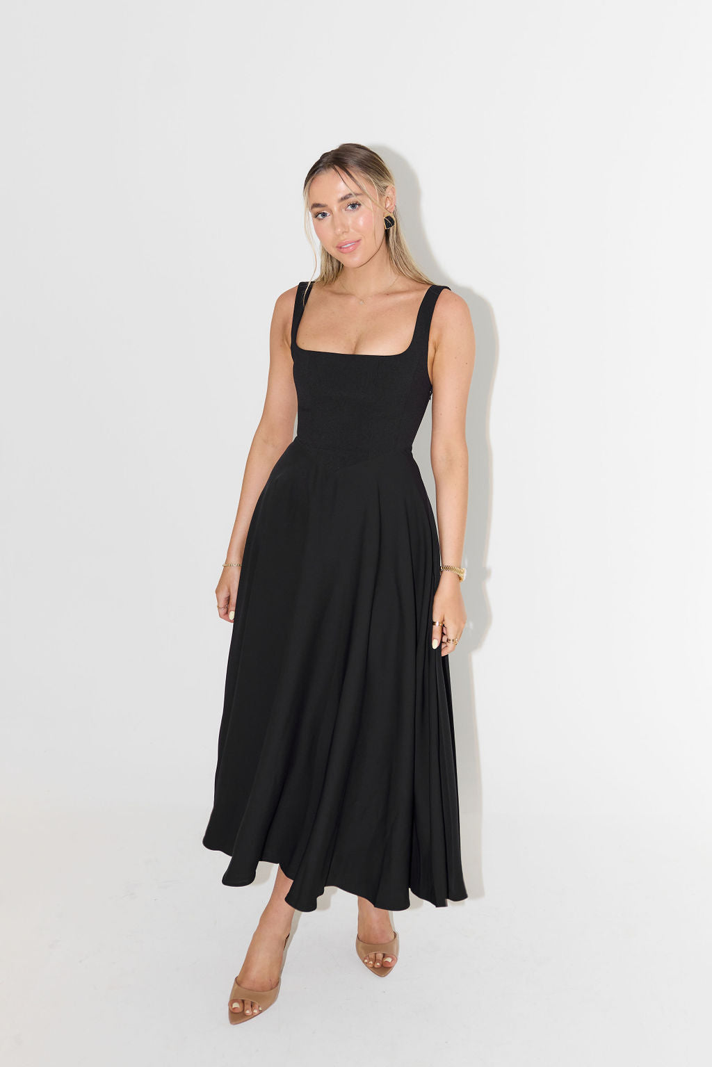 Damen Midi Kleid Slim Fit Freizeit Elegant