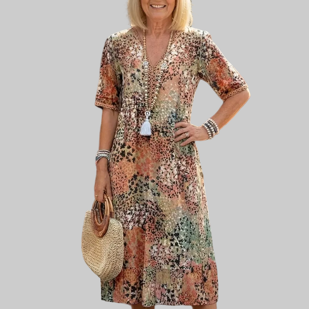 Damen Bedrucktes Midi-Kleid Relaxed Fit Freizeit