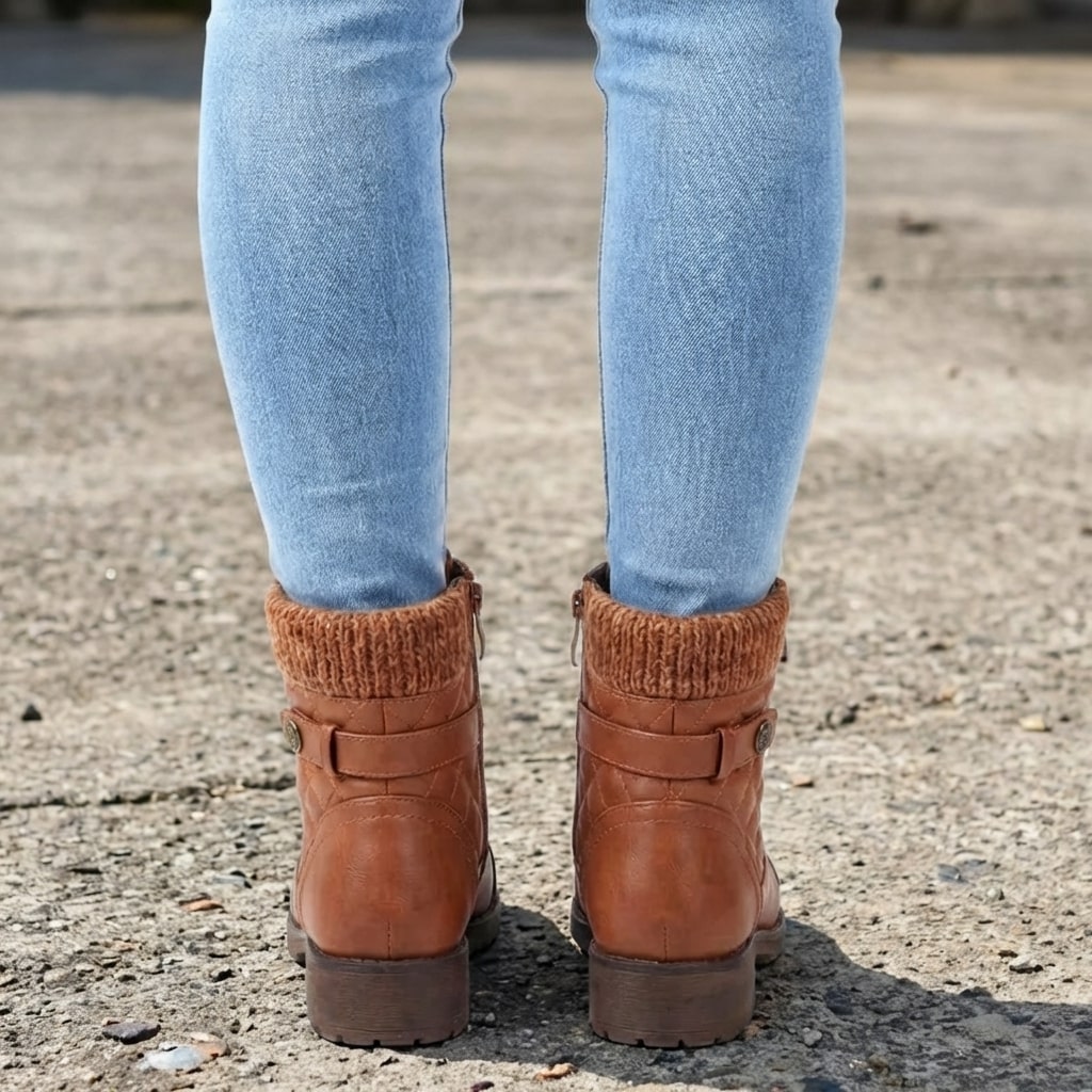 Damen Stiefeletten mit Seitenreißverschluss und Blockabsatz