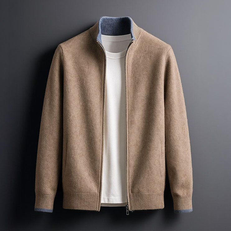 Herren Strickjacke mit Reißverschluss und Rippbund