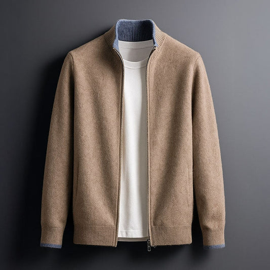 Herren Strickjacke mit Reißverschluss und Rippbund