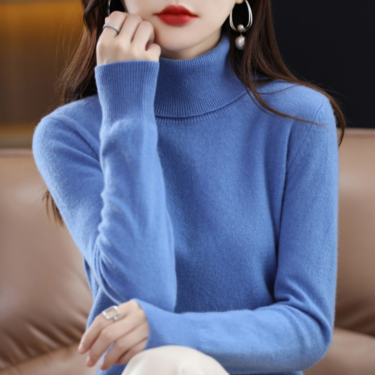 Damen Rollkragenpullover in schmaler Passform