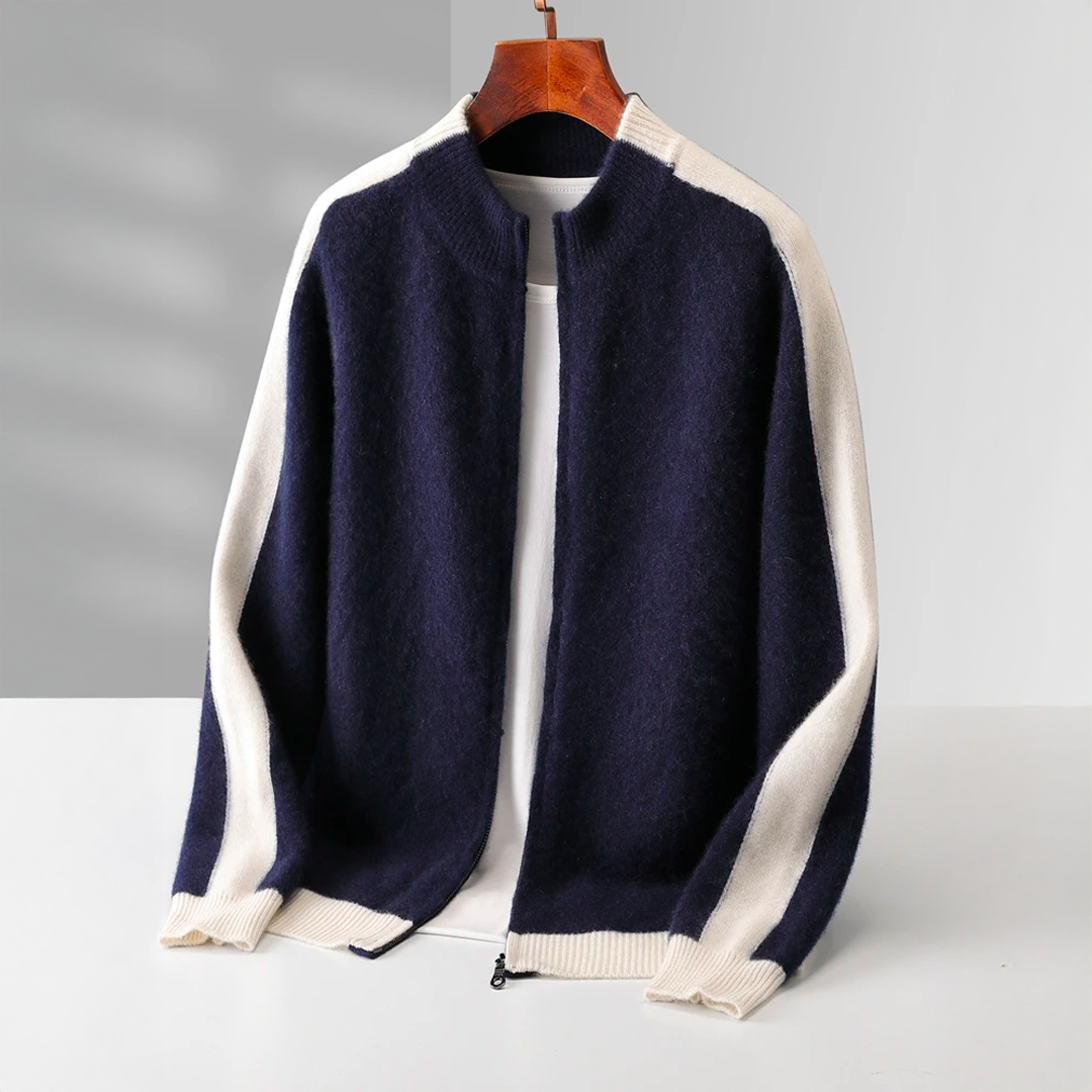 Herren Pullover mit durchgehendem Reißverschluss im Bomber-Stil