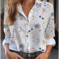 Damen Langarmbluse Relaxed Fit Casual Elegant mit Blumenmuster