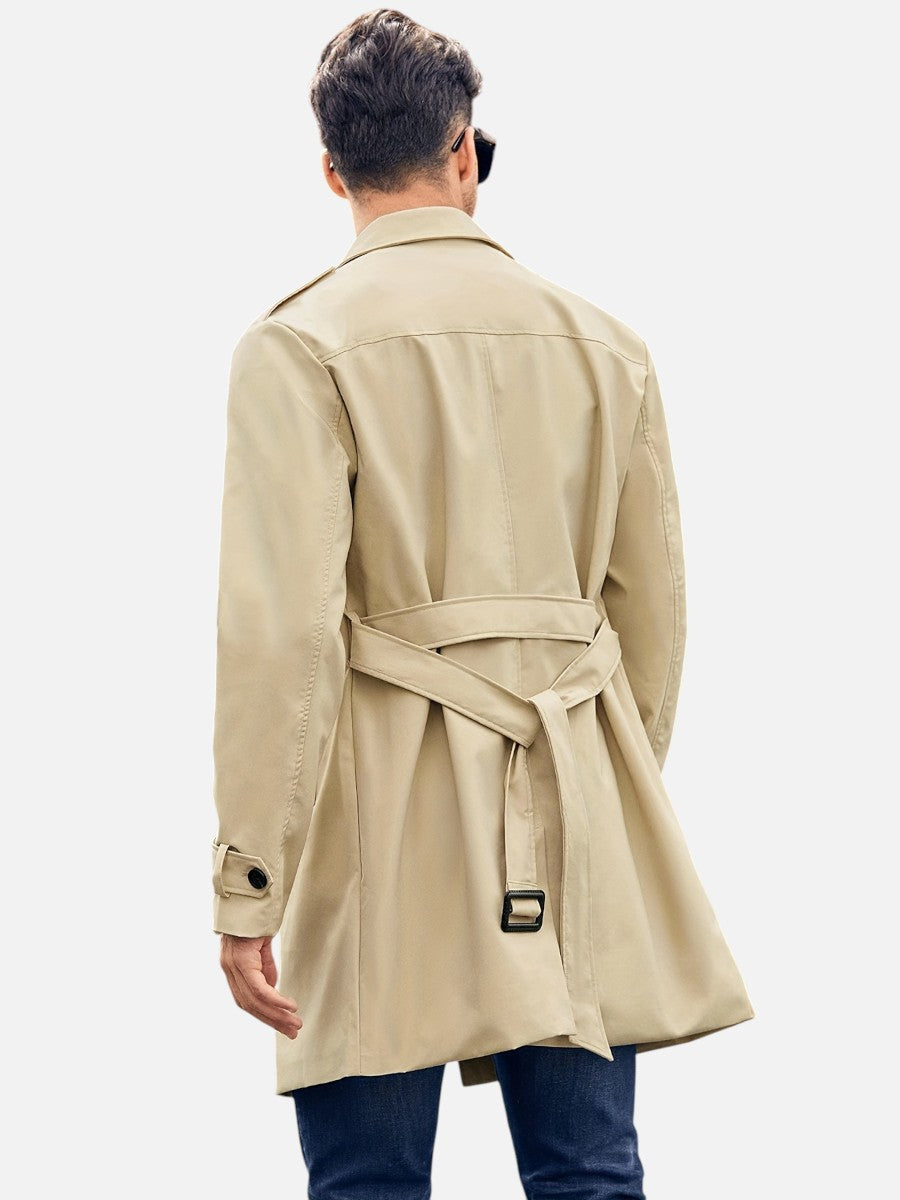 Herren Trenchcoat zweireihig mit Rückengürtel