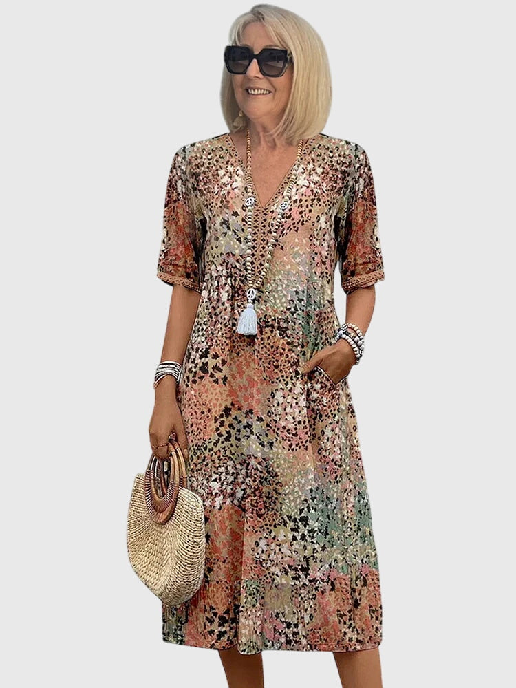 Damen Bedrucktes Midi-Kleid Relaxed Fit Freizeit